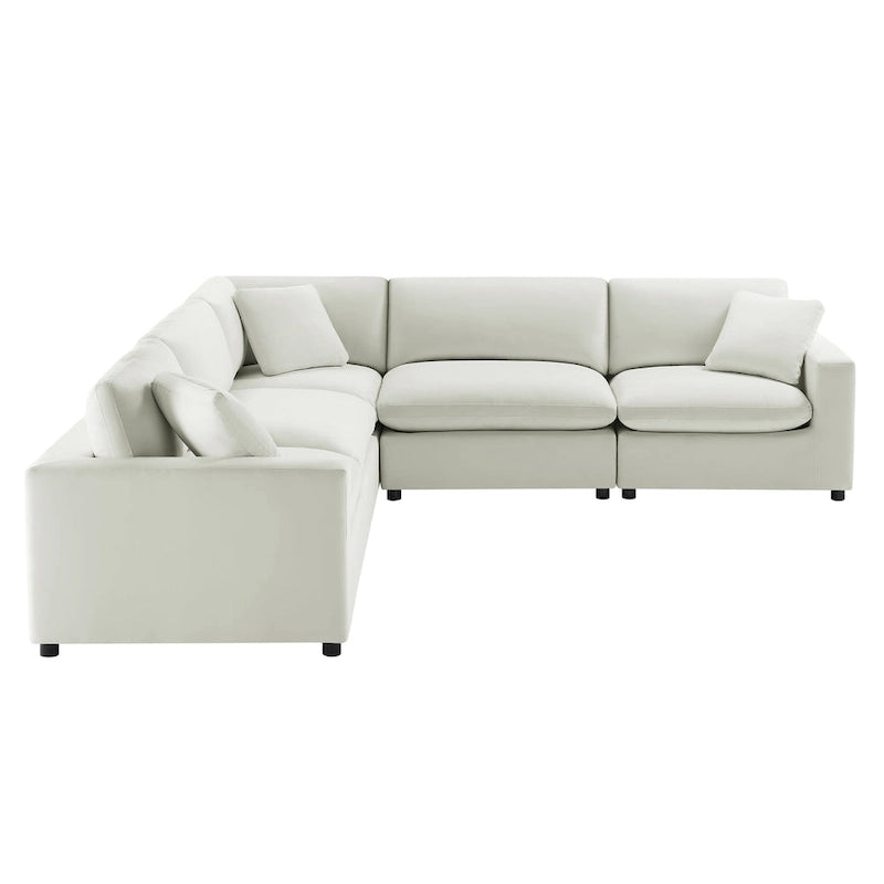 Divano componibile a 5 pezzi in velluto a coste e tessuto color antracite/beige
