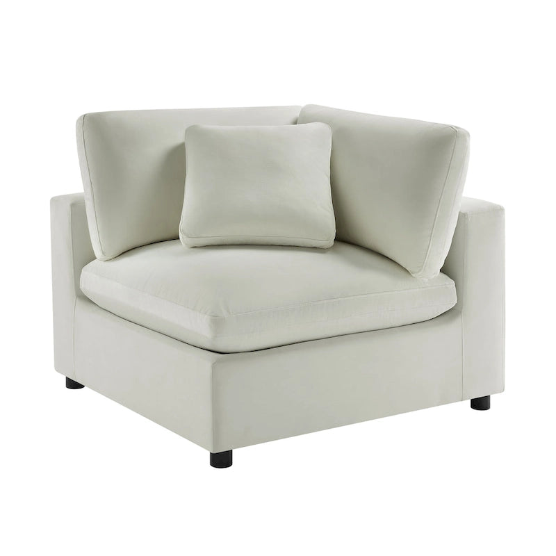 Divano componibile a 5 pezzi in velluto a coste e tessuto color antracite/beige