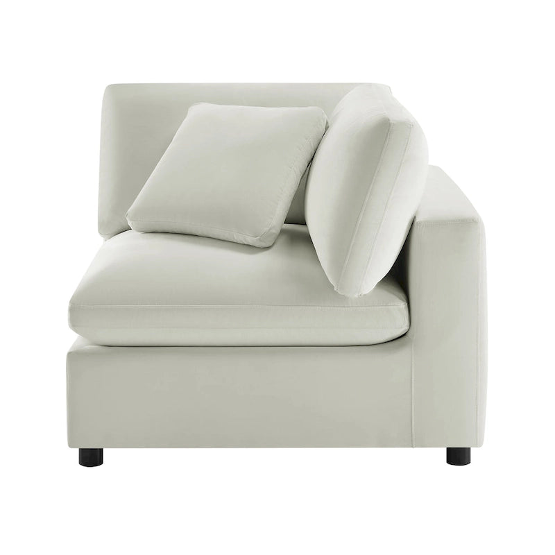 Divano componibile a 5 pezzi in velluto a coste e tessuto color antracite/beige