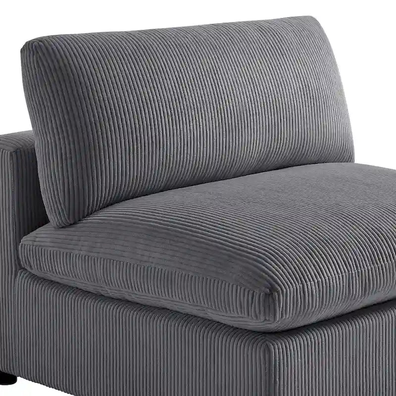 Divano componibile a 5 pezzi in velluto a coste e tessuto color antracite/beige
