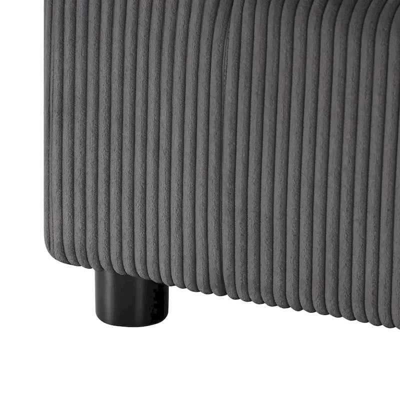 Divano componibile a 5 pezzi in velluto a coste e tessuto color antracite/beige