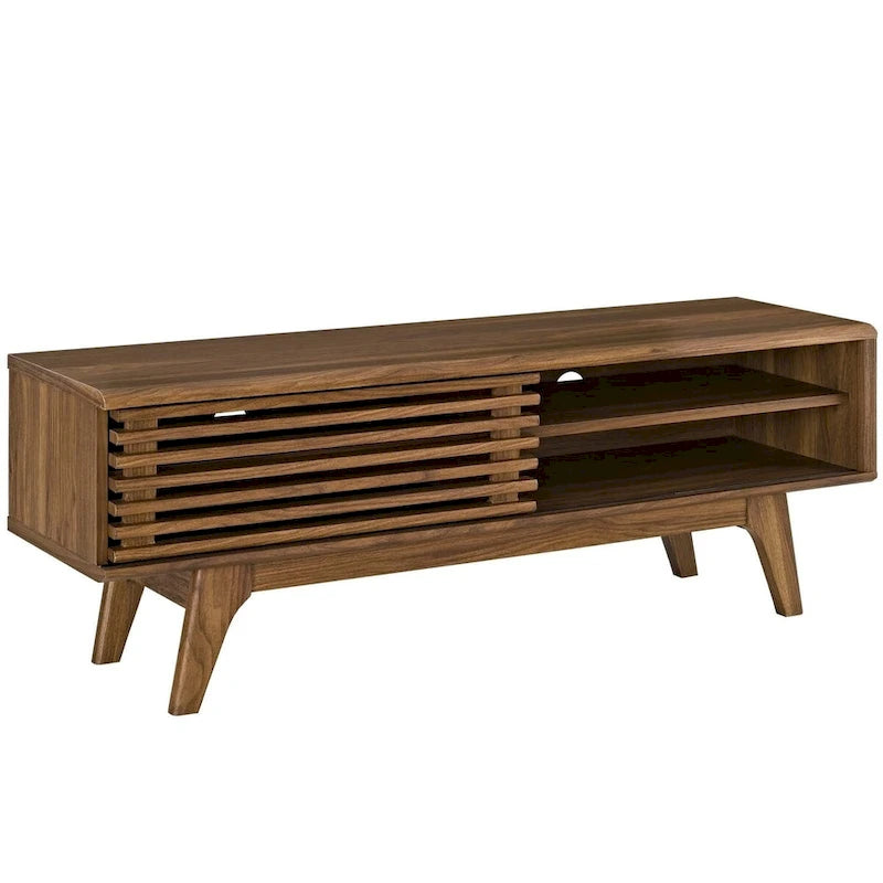 Mobile porta TV Mid-Century in Noce da 48" per 1 TV