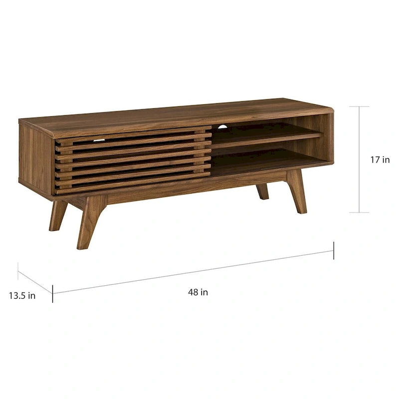 Mobile porta TV Mid-Century in Noce da 48" per 1 TV