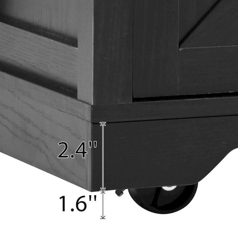 Isola da Cucina in Stile Fattoria Bianco/Nero con Ante Scorrevoli a Stile Fienile e Ribalta, Larghezza 136,4 cm, 1 Persona