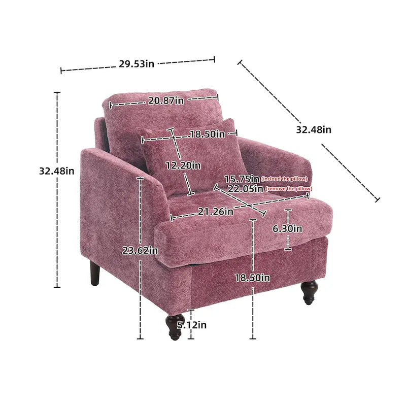 Set Divanetto e Poltrona Imbottiti in ciniglia, Struttura in legno, 2 posti – Beige / Smeraldo / Arancione / Nero / Rosa / Grigio