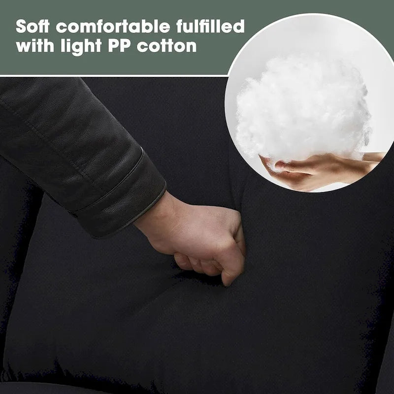 Divano angolare modulare nero/grigio con pouf, 7 posti