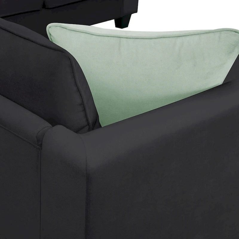 Divano angolare modulare nero/grigio con pouf, 7 posti