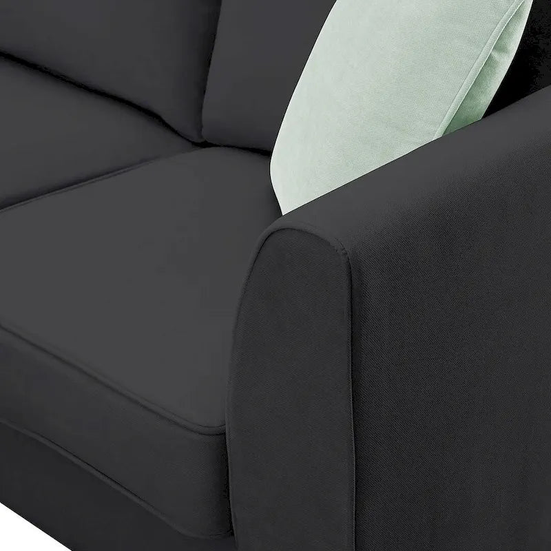 Divano angolare modulare nero/grigio con pouf, 7 posti
