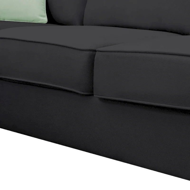 Divano angolare modulare nero/grigio con pouf, 7 posti