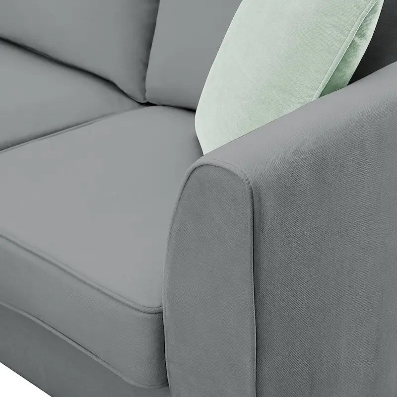 Divano angolare modulare nero/grigio con pouf, 7 posti