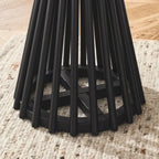 Tavolino Rettangolare, Nero/Marrone+Giallo, Piano in MDF e Gambe in Legno di Gomma, 1 Persona