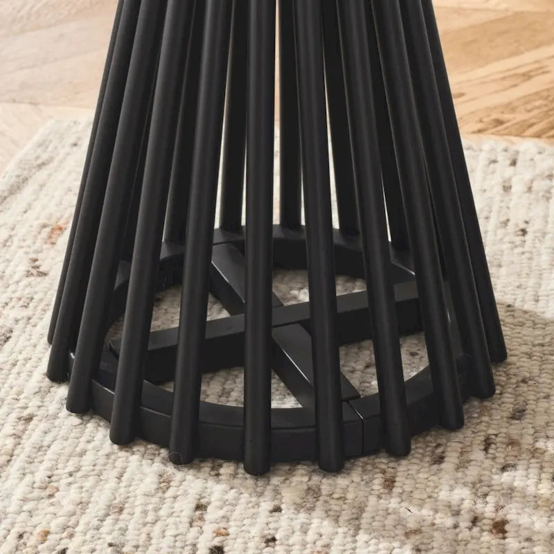 Tavolino Rettangolare, Nero/Marrone+Giallo, Piano in MDF e Gambe in Legno di Gomma, 1 Persona