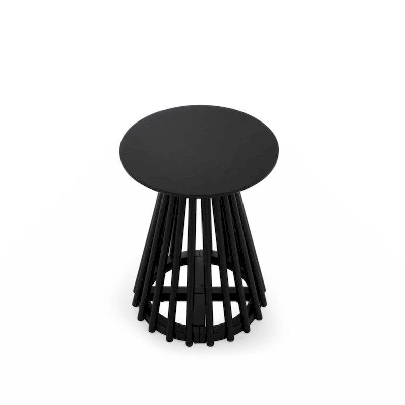 Tavolino Rettangolare, Nero/Marrone+Giallo, Piano in MDF e Gambe in Legno di Gomma, 1 Persona