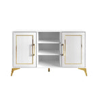 Credenza contemporanea bianca/nera con dettagli dorati, 3 ripiani, 2 armadietti, per 1