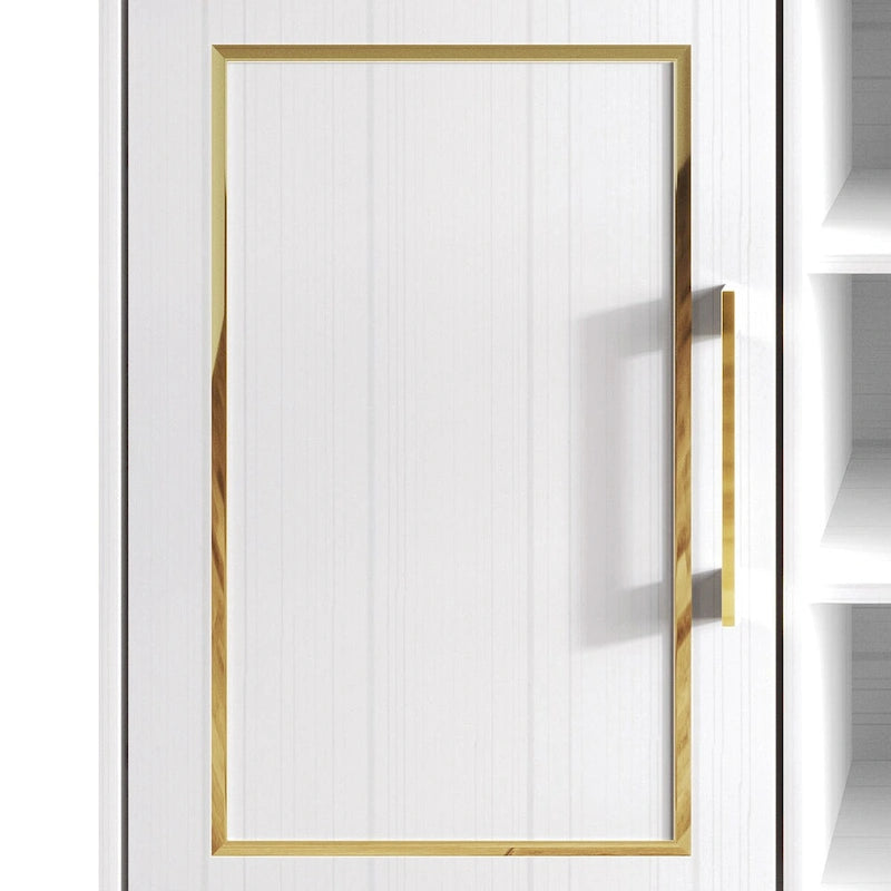 Credenza contemporanea bianca/nera con dettagli dorati, 3 ripiani, 2 armadietti, per 1