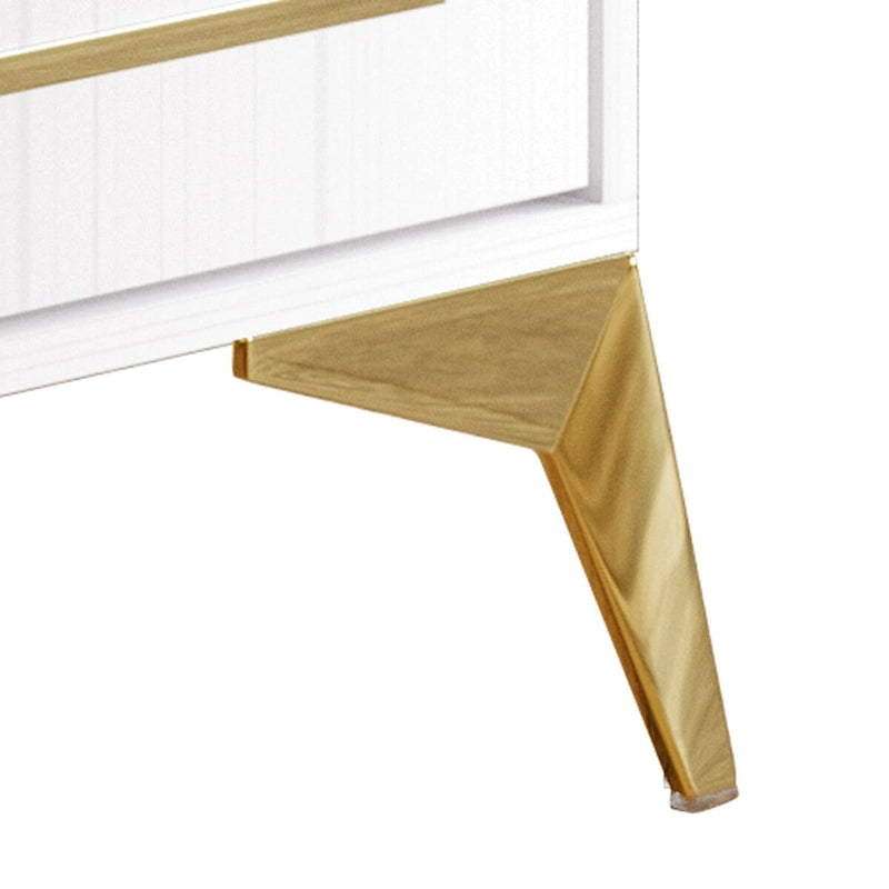 Credenza contemporanea bianca/nera con dettagli dorati, 3 ripiani, 2 armadietti, per 1