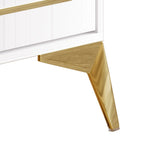 Credenza contemporanea bianca/nera con dettagli dorati, 3 ripiani, 2 armadietti, per 1