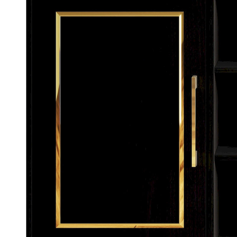 Credenza contemporanea bianca/nera con dettagli dorati, 3 ripiani, 2 armadietti, per 1