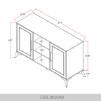 Credenza contemporanea bianca/nera con dettagli dorati, 3 ripiani, 2 armadietti, per 1