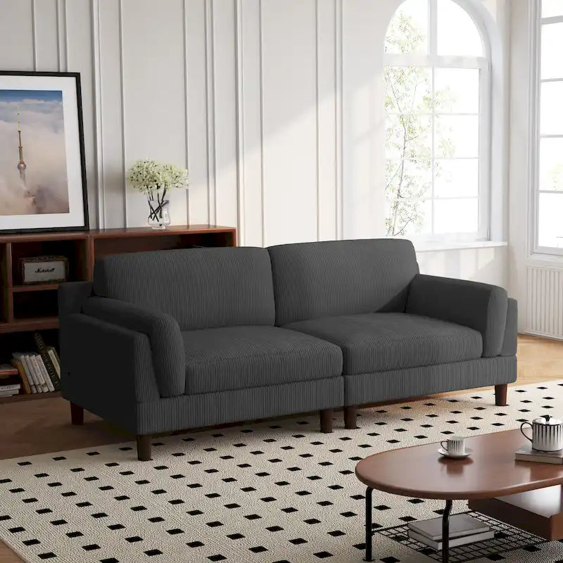 Divanetto a 2-3 posti in velluto a costine – Grigio / Beige / Grigio chiaro / Verde / Arancione