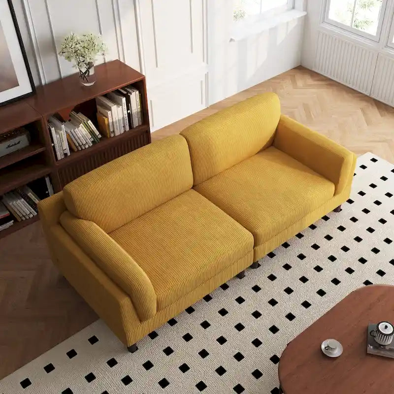 Divanetto a 2-3 posti in velluto a costine – Grigio / Beige / Grigio chiaro / Verde / Arancione