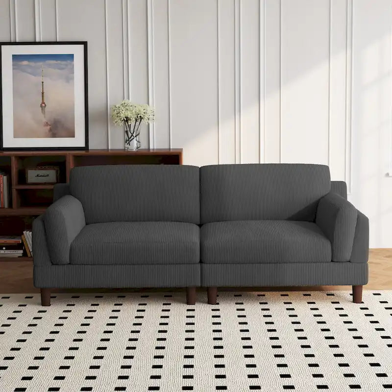 Divanetto a 2-3 posti in velluto a costine – Grigio / Beige / Grigio chiaro / Verde / Arancione