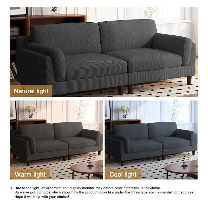 Divanetto a 2-3 posti in velluto a costine – Grigio / Beige / Grigio chiaro / Verde / Arancione