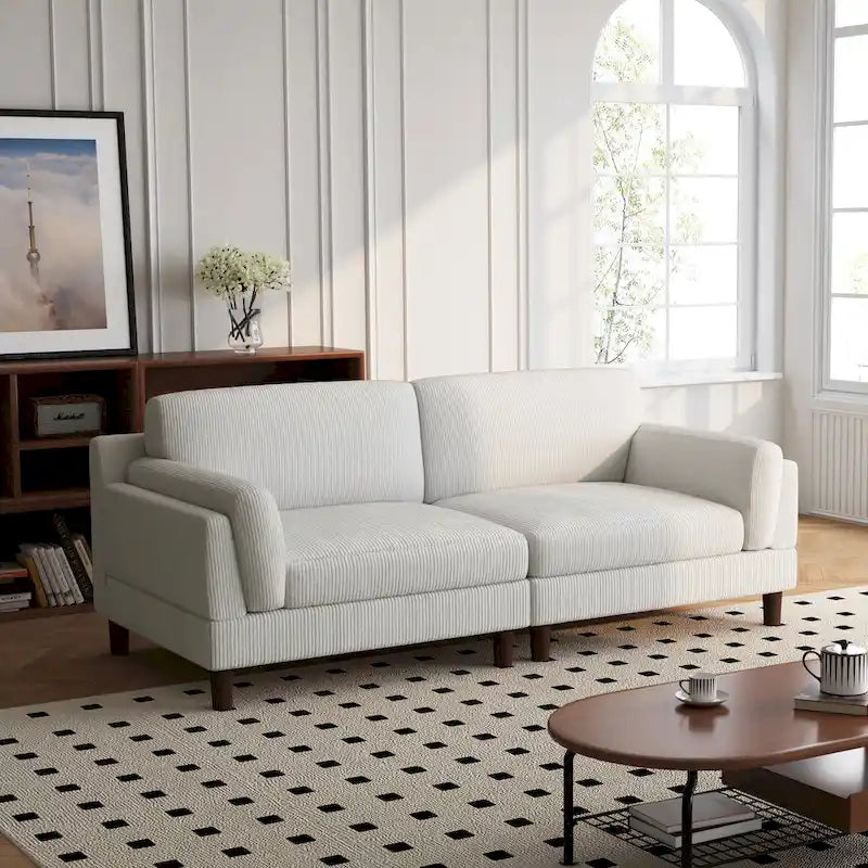 Divanetto a 2-3 posti in velluto a costine – Grigio / Beige / Grigio chiaro / Verde / Arancione