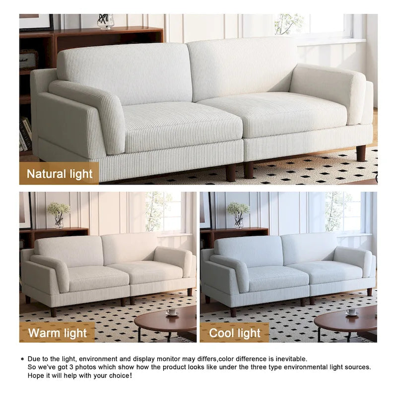 Divanetto a 2-3 posti in velluto a costine – Grigio / Beige / Grigio chiaro / Verde / Arancione