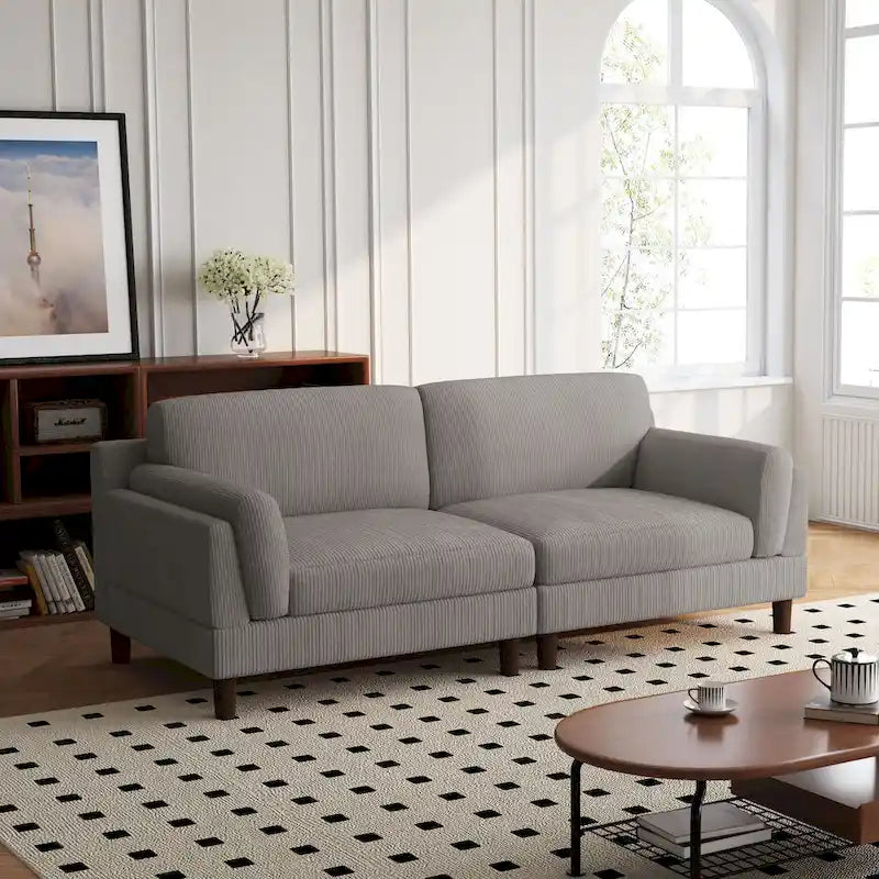 Divanetto a 2-3 posti in velluto a costine – Grigio / Beige / Grigio chiaro / Verde / Arancione