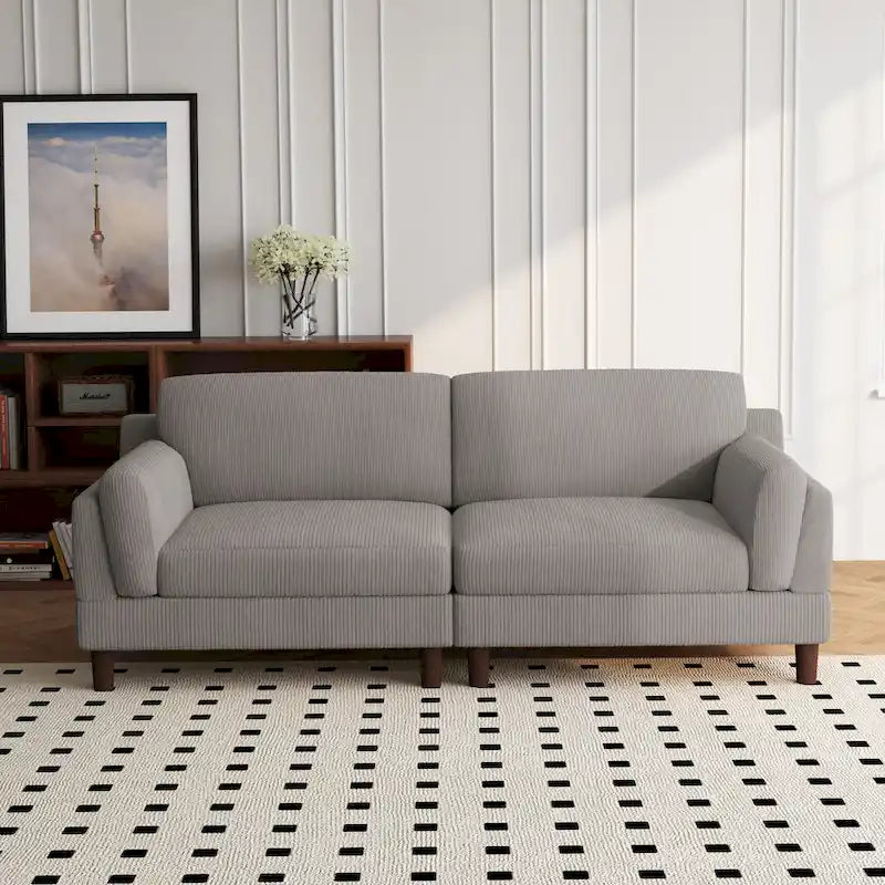 Divanetto a 2-3 posti in velluto a costine – Grigio / Beige / Grigio chiaro / Verde / Arancione