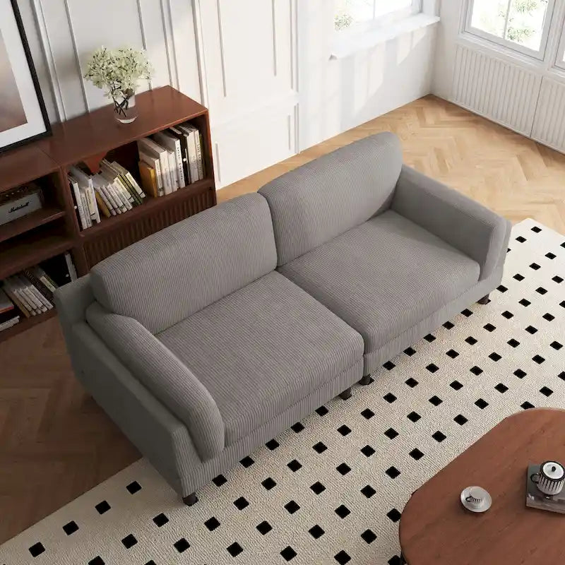 Divanetto a 2-3 posti in velluto a costine – Grigio / Beige / Grigio chiaro / Verde / Arancione