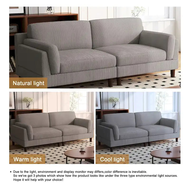 Divanetto a 2-3 posti in velluto a costine – Grigio / Beige / Grigio chiaro / Verde / Arancione