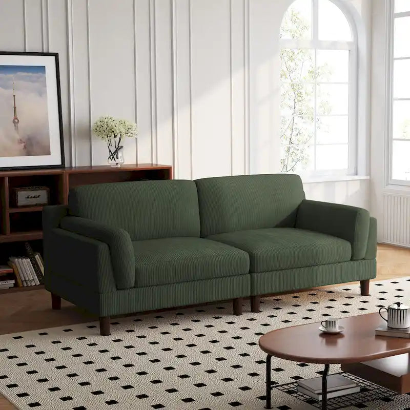 Divanetto a 2-3 posti in velluto a costine – Grigio / Beige / Grigio chiaro / Verde / Arancione