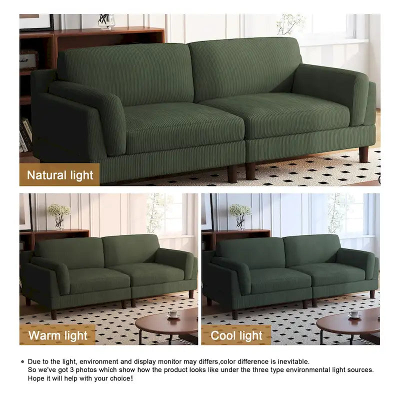 Divanetto a 2-3 posti in velluto a costine – Grigio / Beige / Grigio chiaro / Verde / Arancione