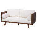 Divano Tuxedo Mid-Century in Tessuto Bouclé Crema/Grigio, 2-3 Posti