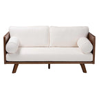 Divano Tuxedo Mid-Century in Tessuto Bouclé Crema/Grigio, 2-3 Posti