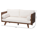 Divano Tuxedo Mid-Century in Tessuto Bouclé Crema/Grigio, 2-3 Posti