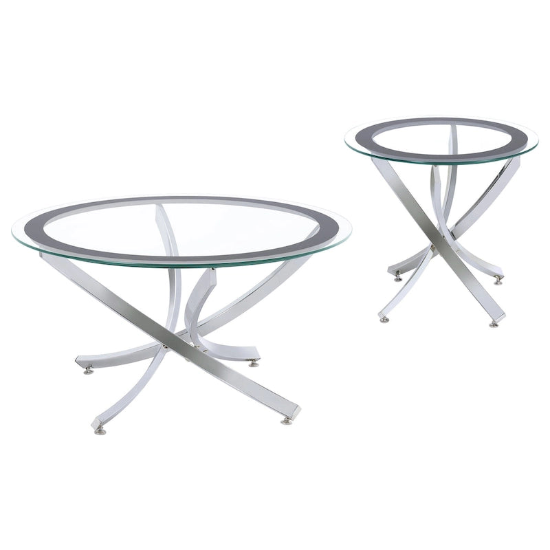 Set di tavolini da caffè rotondi con piano in vetro in cromo/ottone rosato, da 2 o 3 pezzi