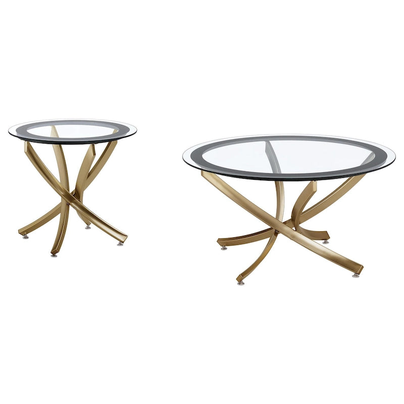 Set di tavolini da caffè rotondi con piano in vetro in cromo/ottone rosato, da 2 o 3 pezzi