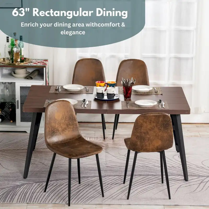 Tavolo da pranzo rettangolare da 160 cm per 4-6 persone, in marmo bianco/marrone scuro, gambe in metallo