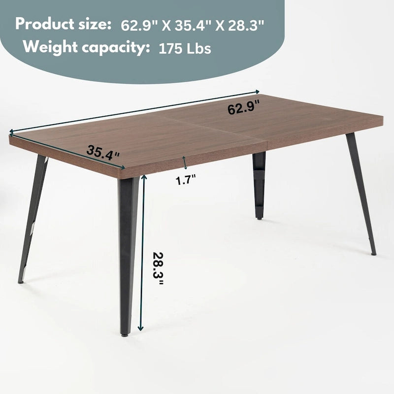 Tavolo da pranzo rettangolare da 160 cm per 4-6 persone, in marmo bianco/marrone scuro, gambe in metallo