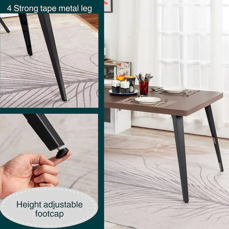 Tavolo da pranzo rettangolare da 160 cm per 4-6 persone, in marmo bianco/marrone scuro, gambe in metallo