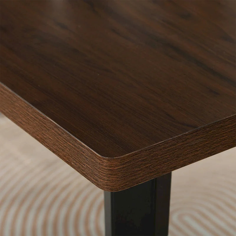 Tavolo da pranzo rettangolare da 160 cm per 4-6 persone, in marmo bianco/marrone scuro, gambe in metallo