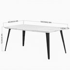 Tavolo da pranzo rettangolare da 160 cm per 4-6 persone, in marmo bianco/marrone scuro, gambe in metallo