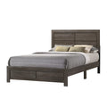 Struttura letto matrimoniale (queen size) marrone scuro con testiera a quattro pannelli, per 2 persone - Legno, sponde imbullonate