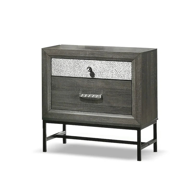 Set camera da letto a piattaforma 6 pezzi grigio con contenitore, stile contemporaneo, per 1-2 persone