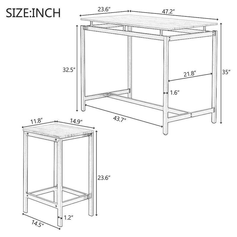 Set da bar 5 pezzi con 4 sgabelli, 4 posti, colore marrone/rovere/marrone scuro