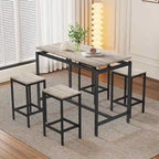 Set da bar 5 pezzi con 4 sgabelli, 4 posti, colore marrone/rovere/marrone scuro