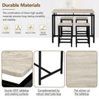 Set da bar 5 pezzi con 4 sgabelli, 4 posti, colore marrone/rovere/marrone scuro
